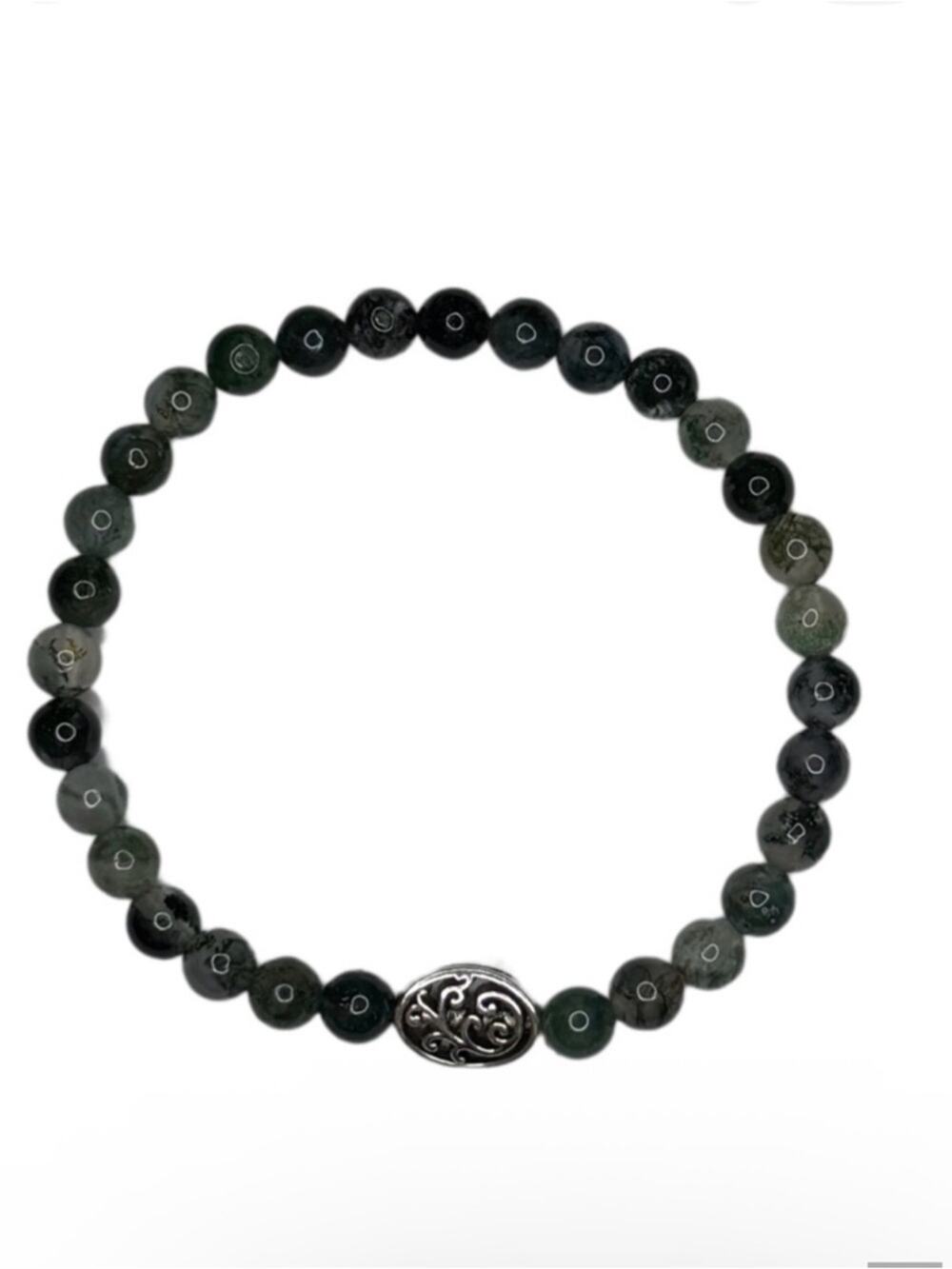 Moss agate bracelet stretchy handmade